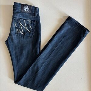 Rock & Republic Dark Indigo Jeans with Logo Embroidery Size: 25